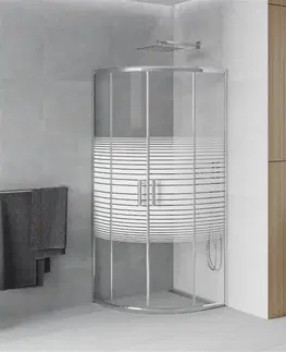 Sprchovacie kúty MEXEN - Rio Sprchový kút 80x80, sklo prúžky, chróm 863-080-080-01-20