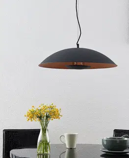Závesné svietidlá Lindby Lindby Entony závesná lampa, čierna, farby dreva