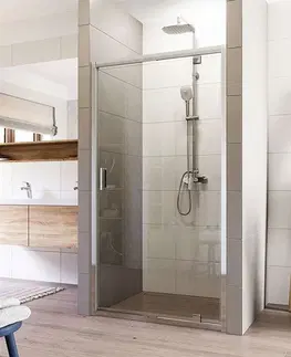 Sprchovacie kúty MEREO - Sprchové dvere LIMA, pivotové, 90x190 cm, chróm ALU, sklo číre 6 mm CK80923K