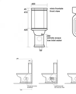 Kúpeľňa KERASAN - WALDORF WC kombi, spodný/zadný odpad, biela-bronz WCSET18-WALDORF