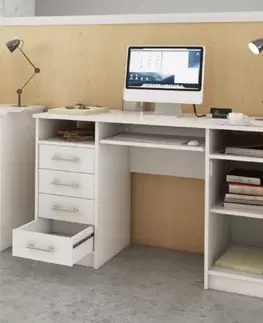Písacie stoly PC stôl, biela, B9 NEW