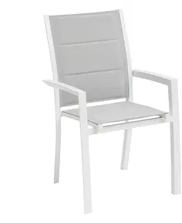 Záhradné stoličky a kreslá DEOKORK Hliníkové kreslo s textíliou VERMONT (biela)