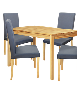 Jedálenské sety Jedálenský stôl 8848 lak + 4 stoličky PRIMA 3038 sivá/svetlé nohy