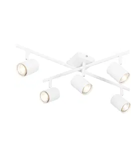 Bodove svetla Moderné stropné svietidlo biele 5-svetlové nastaviteľné štvorcové - Jeana