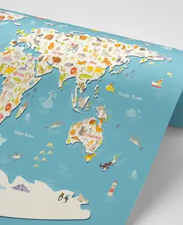 Samolepiace tapety Samolepiaca tapeta detská mapa so zvieratkami