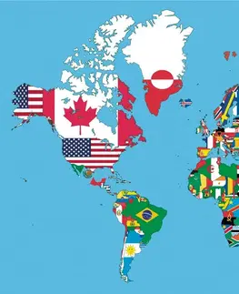 Samolepiace tapety Samolepiaca tapeta mapa sveta s vlajkami