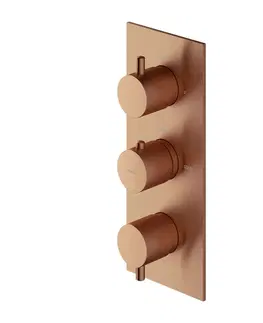 Kúpeľňové batérie OMNIRES - Y termostatická 3-cestná sprchová vaňová batéria pre podomietkovú inštaláciu bez telesa, kartáčovaná meď Y1238/KROCPB
