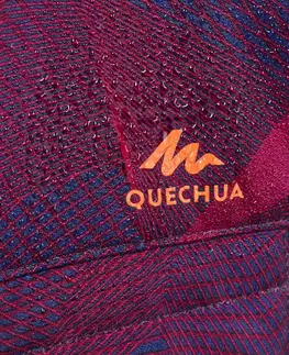 bundy a vesty Detská turistická prešívaná bunda MH500 7-15 rokov fialová s potlačou