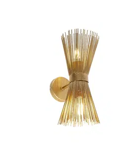 Nastenne lampy Nástenné svietidlo Art Deco zlaté 2-žiarovkové - metla