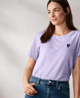 Shirts & Tops Tričko z biobavlny, s výšivkou s motívom srdiečka