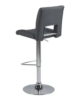 Barové stoličky Dkton Dizajnová barová stolička Nerine, tmavo šedá a chrómová-tkanina