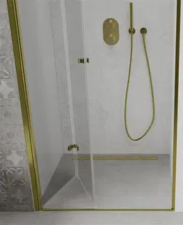 Sprchovacie kúty MEXEN - Lima skladacie sprchové dvere 80 cm, číre sklo, zlatý sa stenovým profilom 856-080-000-50-00