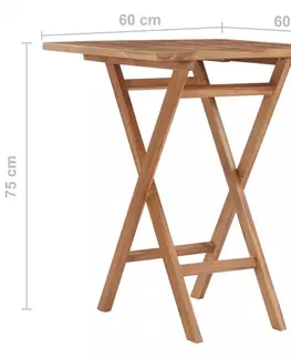 Záhradné stoly Skladací záhradný stolík 60x60 cm teakové drevo Dekorhome