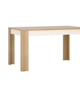 Jedálenské stoly KONDELA Leonardo LYOT03 rozkladací jedálenský stôl dub riviera / biela