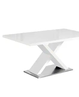 Jedálenské stoly Jedálenský stôl, biela s vysokým leskom HG, 160x90 cm, FARNEL