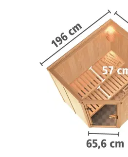 Sauny Interiérová finská sauna 196x170 cm s pecou 9 kW Dekorhome