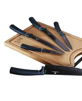 Kuchynské nože Berlinger Haus Sada nožov s nepriľnavým povrchom + doštička 6 ks Aquamarine Metallic Line