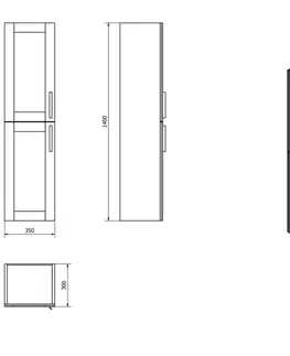 Kúpeľňa SAPHO - AMIA skrinka vysoká 35x140x30cm, ľavá/pravá, dub Texas AM020-2020