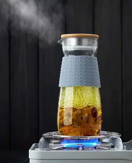 Poháre TEMPO-KONDELA GLAZO, karafa na vodu/čaj, 1200 ml, s viečkom a sitkom