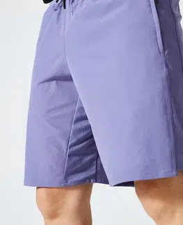 nohavice Pánske priedušné fitness šortky s vreckami na zips – fialová