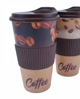 Poháre Kinekus Pohár na kávu, plastový, s náustkom, 400 ml, Coffee