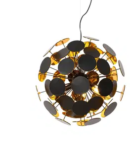 Zavesne lampy Dizajnové závesné svietidlo čierno-zlaté - Cerchio