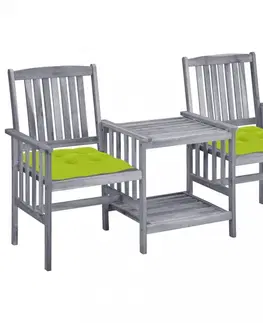 Zahradné stoličky Zaradné stoličky so stolíkom akácia / látka Dekorhome Tmavomodrá