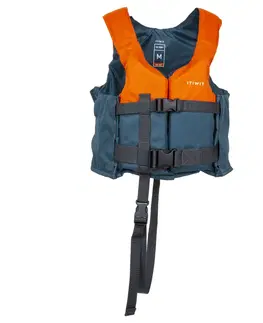 vodné športy Pomocná plávacia vesta 50N+ na kajak, paddleboard alebo jachting modro-oranžová