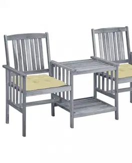 Zahradné stoličky Zaradné stoličky so stolíkom akácia / látka Dekorhome Sivohnedá taupe