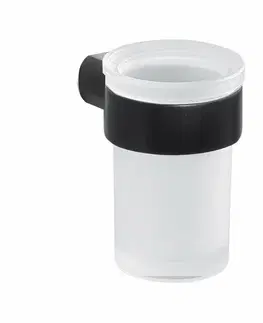 Stojany na kefky GEDY PI1014 Pirenei pohár, čierna mat/mliečne sklo