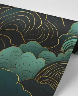 Abstraktné tapety Tapeta jedinečná zeleno-zlatá abstrakcia