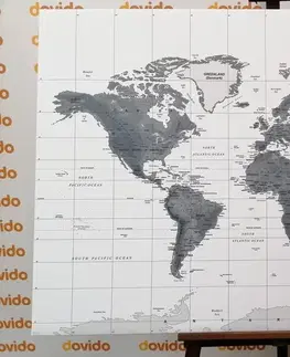 Obrazy mapy Obraz nádherná mapa sveta v čiernobielom prevedení