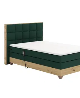 Postele Elektrická polohovacia posteľ, boxspring, zelená/dub artisan, 120x200, TIANA
