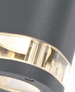 Vonkajsie nastenne svietidla Moderné vonkajšie nástenné svietidlo hranaté 2-svetlé tmavosivé - Fox