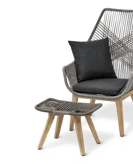 Outdoor Chairs Dizajnové kreslo z textilného pletiva s podnožkou