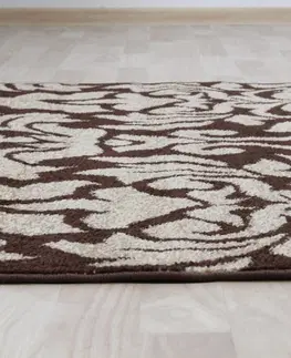Koberce a koberčeky KONDELA Lorens koberec 133x190 cm béžová / tmavohnedá