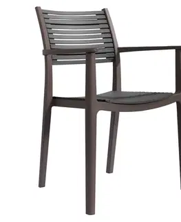 Záhradné stoličky a kreslá Stohovateľná stolička, hnedá/sivá, HERTA