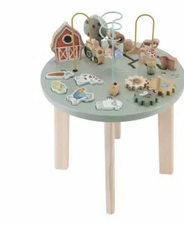 Drevené hračky LITTLE DUTCH - Stolík s aktivitami drevený Farma