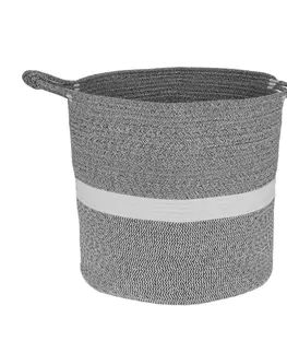 Úložné boxy TEMPO-KONDELA SAGO, pletený kôš, sivá/biela, 40x37 cm