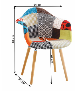 Jedálenské stoličky KONDELA Kadir New Typ 1 jedálenské kreslo patchwork / buk
