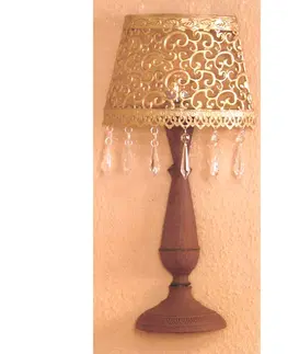 Bytové doplnky Nástenná dekoratívna kovová lampa zlatá/hnedá