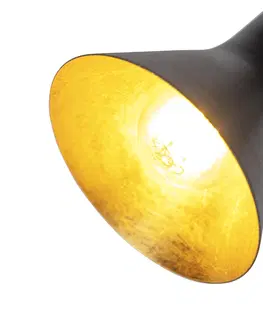 Stojace lampy Moderná stojaca lampa čierna so zlatými 2-svetlami - Magno