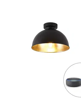 Stropne svietidla Inteligentné stropné svietidlo čierne so zlatou 28 cm vrátane Wifi A60 - Magnax