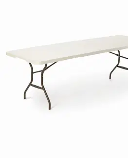 Záhradné stoly Skladací stôl 244 cm biela / čierna Dekorhome