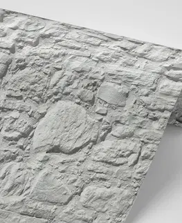 Tapety s imitáciou tehly, kameňa a betónu Fototapeta šedá stena z kameňa