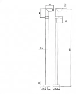 Kúpeľňa SAPHO - Pripojenie pre inštaláciu vaňovej batérie do priestoru (pár), chróm 9881