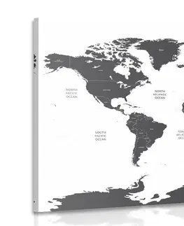 Obrazy mapy Obraz mapa sveta s jednotlivými štátmi v sivej farbe