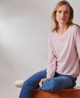 Shirts & Tops Pulóver z jemnej pleteniny s rebrovaným detailom, ružový