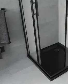 Vane MEXEN/S - Rio sprchovací kút 70x70, dekor, čierna + vanička so sifónom 860-070-070-70-30-4070B