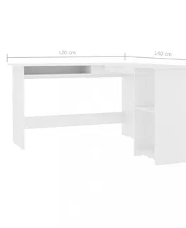 Pracovné stoly Rohový písací stôl 120x140 cm Dekorhome Sivá lesk